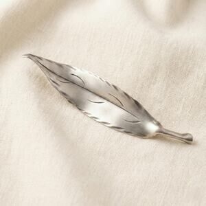 Vintage Stuart Nye Sterling Silver Hand Wrought Leaf Brooch